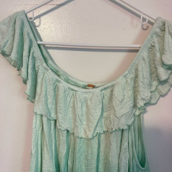 NEW 3/$25 FREE PEOPLE Cora Lee off the Shoulders Green Top.L - Picture 7 of 12